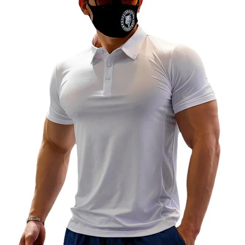 Mode Polo T-shirt hommes T-shirt revers décontracté à manches courtes couture pour homme couleur uni