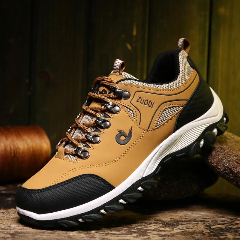 Chaussures de randonnée imperméables en cuir PU pour hommes, chaussures d'extérieur résistantes à l'