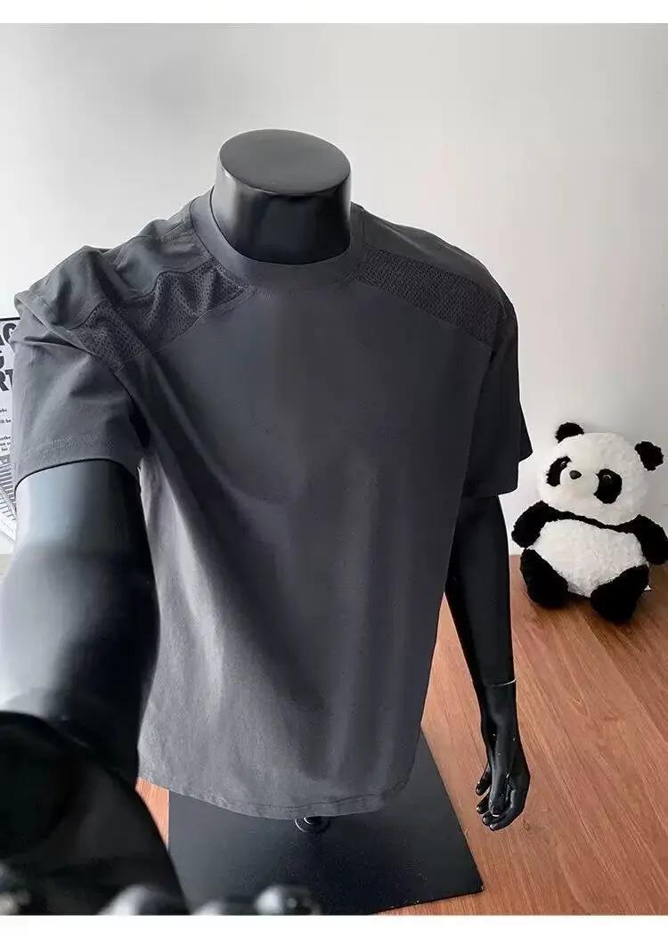 Style américain cleanfit épaule coupe déconstruction T-shirt à manches courtes hommes et femmes à la