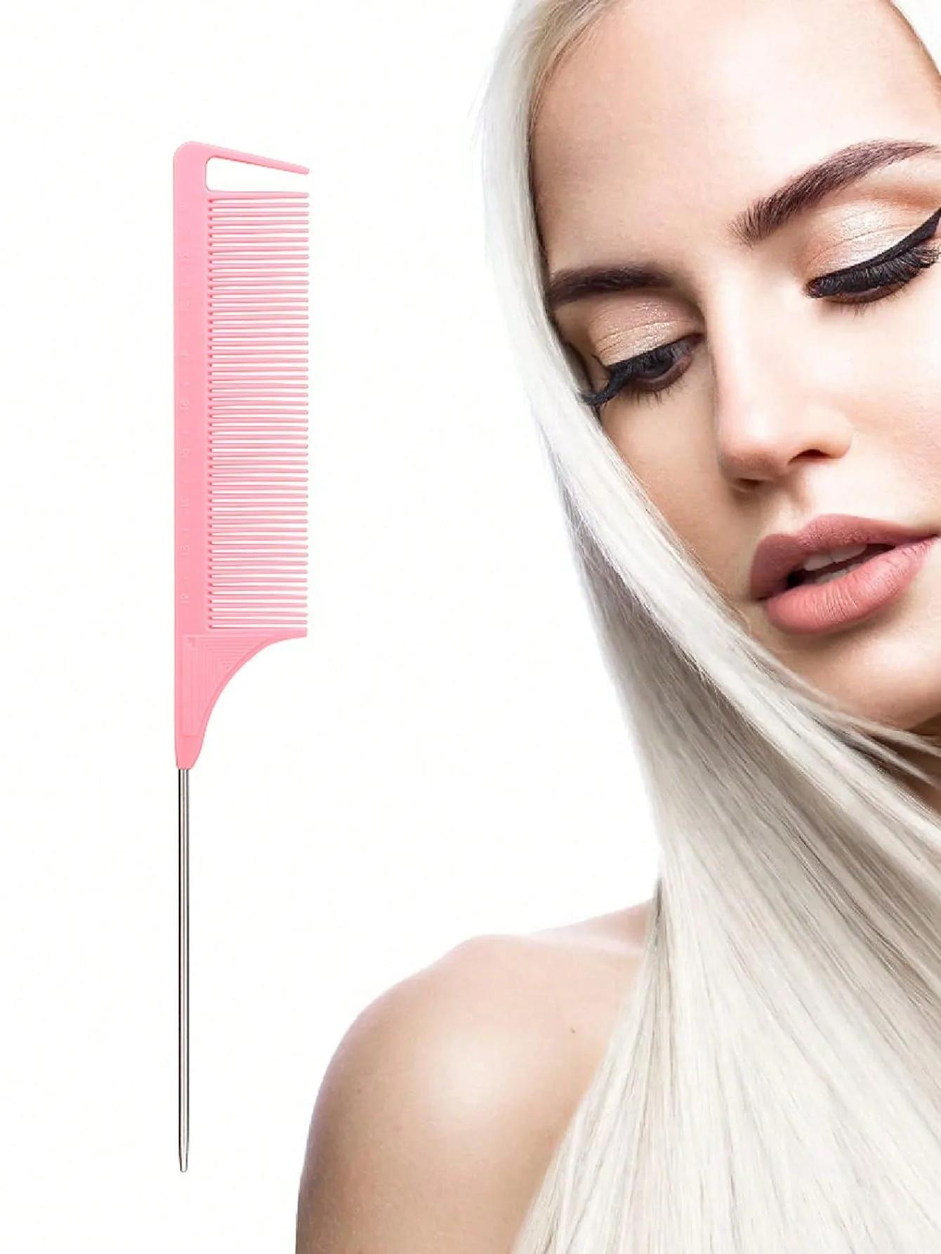Peigne à cheveux professionnel à queue pointue en acier inoxydable, brosse à cheveux, outil de coiff