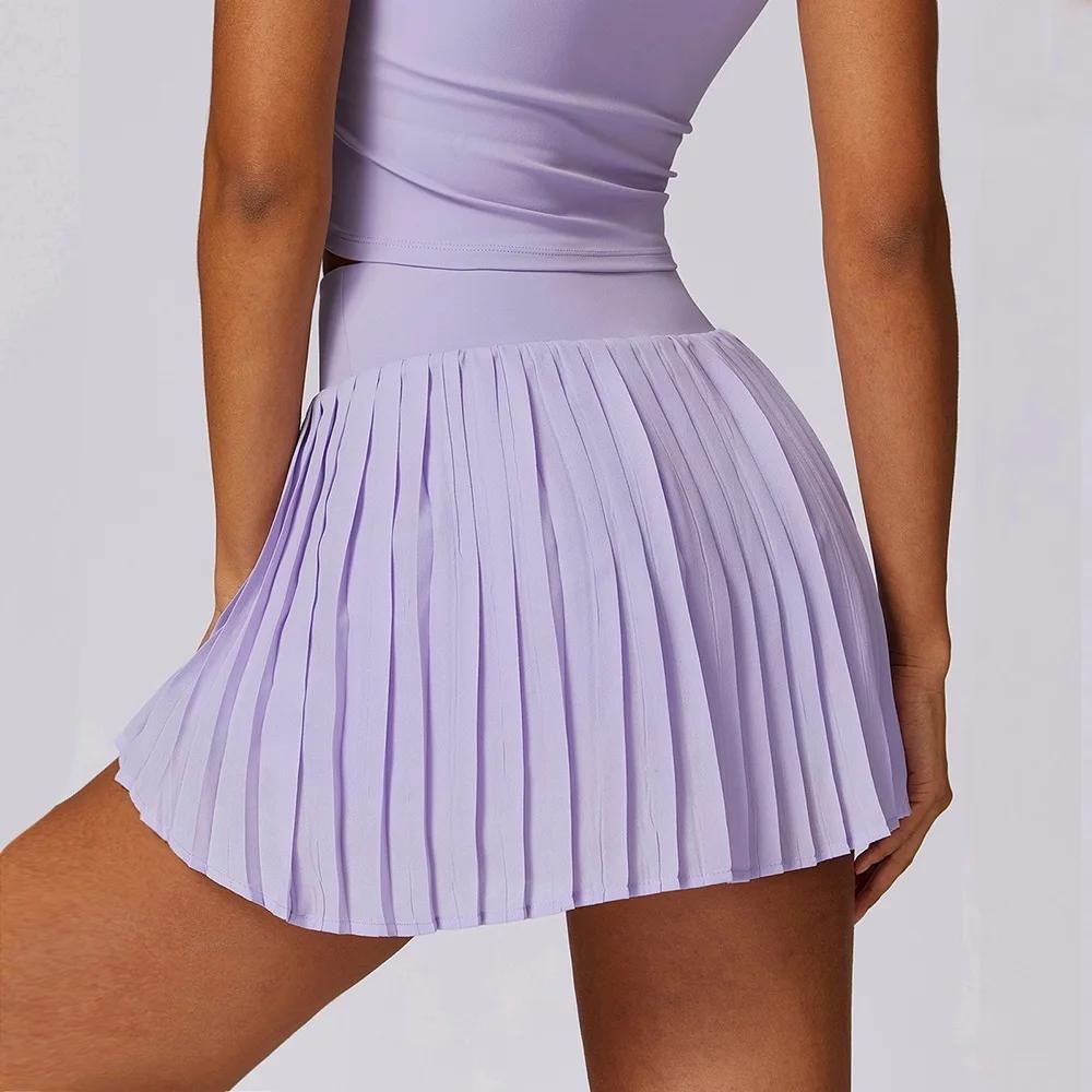 Jupe de sport plissée pour tennis et fitness - Shorts taille haute pour running et gym
