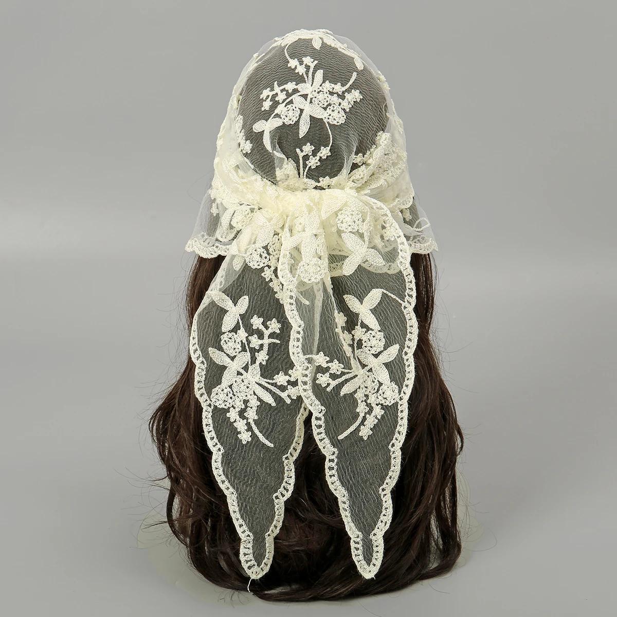Mode Ins dentelle cheveux écharpe femmes rétro Triangle bandes de cheveux Vintage triangulaire foula