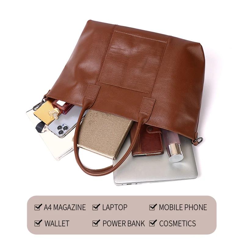 Sac fourre-tout élégant en cuir pour femme, cuir de vache véritable, extensible, 14-25 ", pour ordin