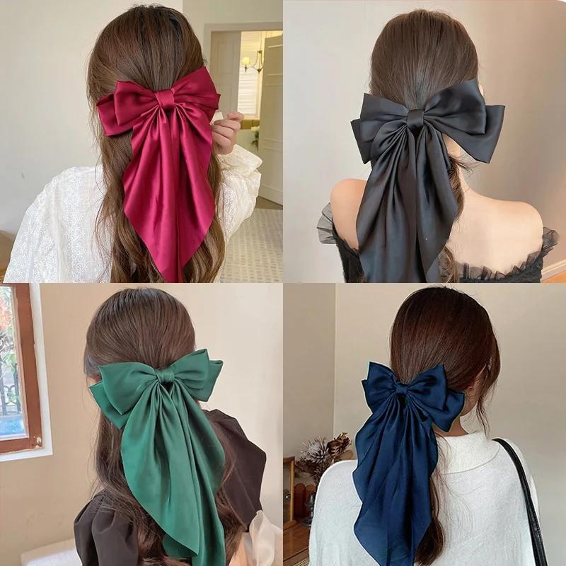 Pince à cheveux en mousseline de soie pour femmes, grand nœud papillon, épingle à cheveux, Barrettes