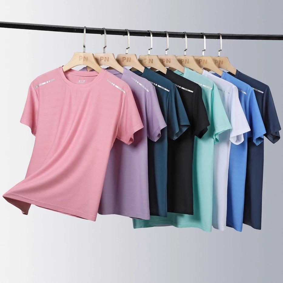 T-shirt course femmes réfléchissant élastique respirant séchage rapide glace soie été