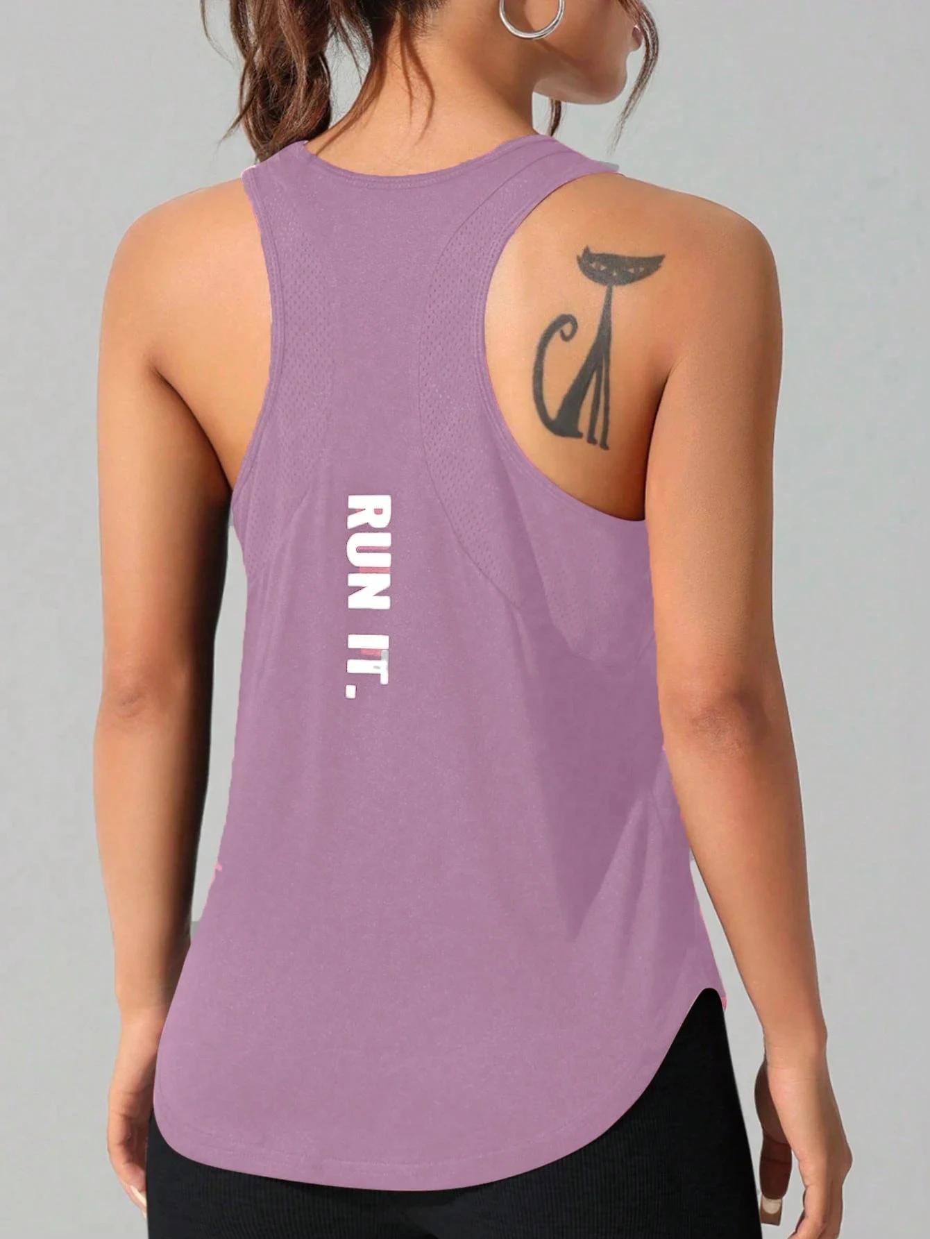 Gilet de course pour femmes, style lettre spéciale, gilet ample et long, un bon choix pour la course