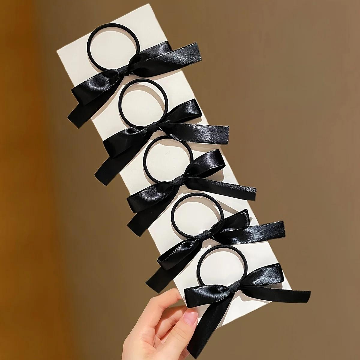 5 pièces Style femme, à la mode et mignon, nœud noir, adapté à un usage quotidien, accessoires pour