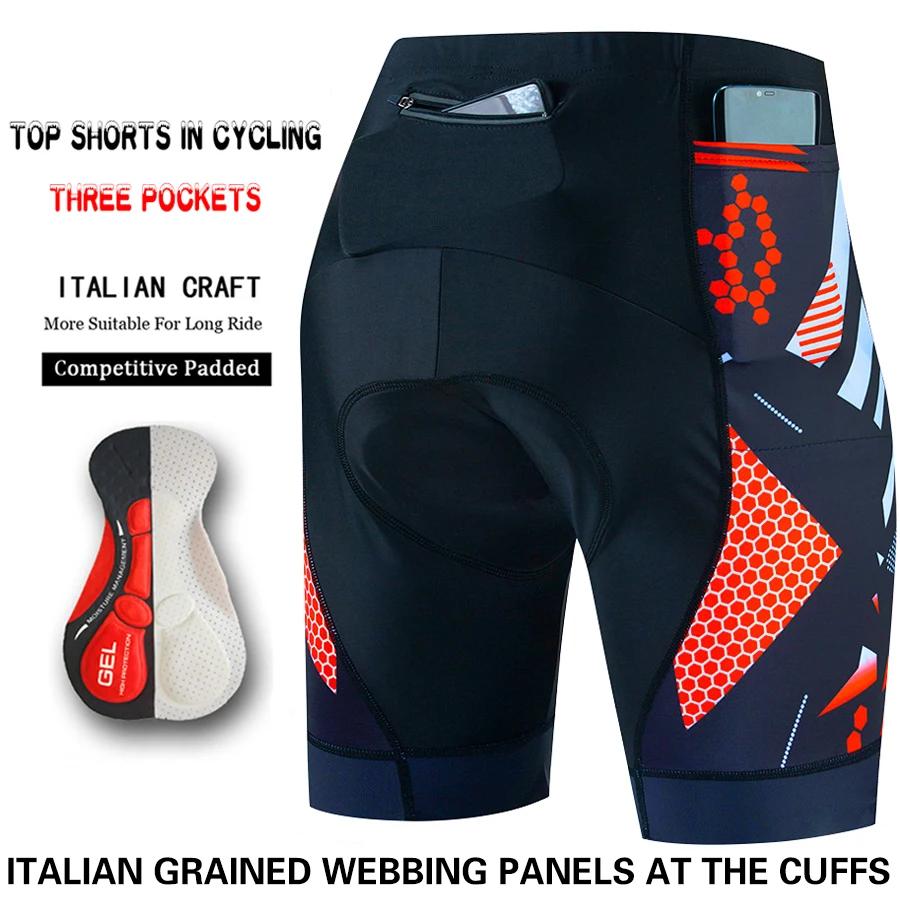 Short de cyclisme à trois poches pour homme, collants de vélo, short de vélo rembourré en gel 5D, sh