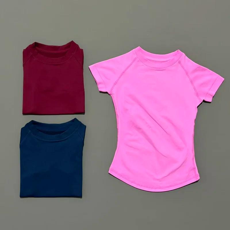 HISTELLO Df Haut de sport uni à manches courtes pour femme, sans couture, pour yoga, fitness, gym, j