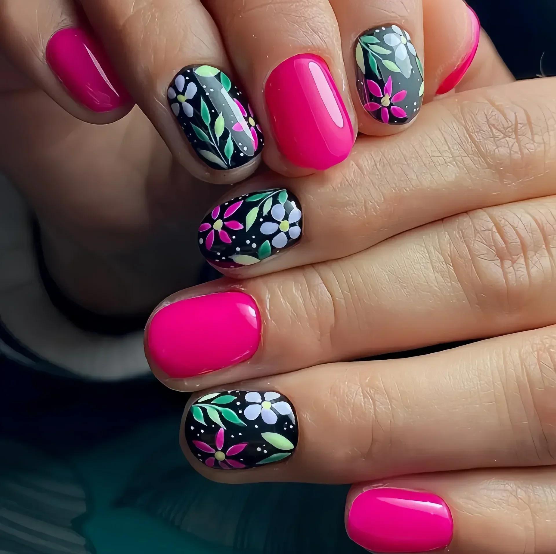Faux ongles carrés courts et verts, 24 pièces, avec colle, flore, brillant, Simple, couverture compl