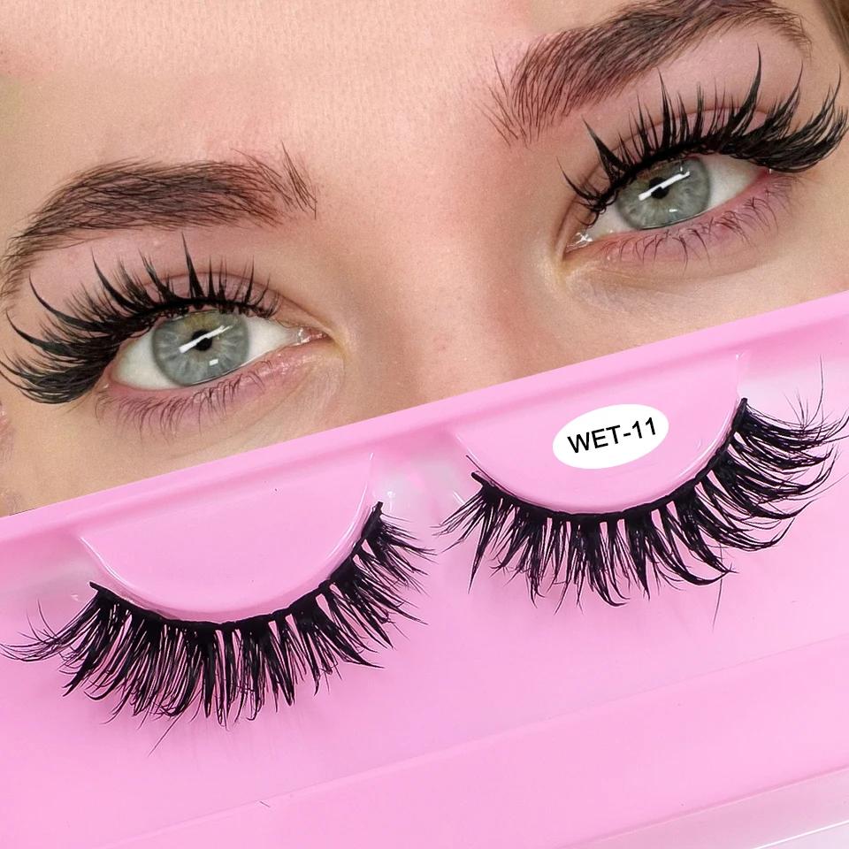 Faux-cils à pointes pour maquillage, boucles D, bande russe, faux cils, cosplay naturel, bande compl