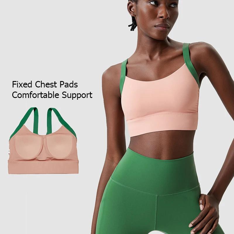Soutien-gorge de sport pour femme, extensible, doux, sexy, dos croisé, crop top de gym, patchwork te