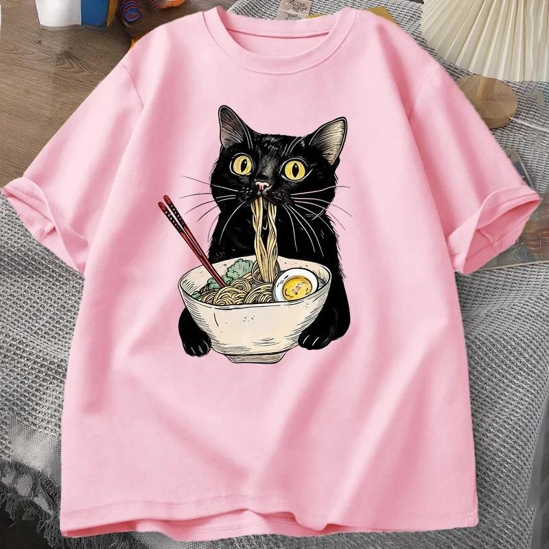 NrelucRamen-T-shirt à manches courtes pour hommes et femmes, T-shirt décontracté rétro, Économie pou