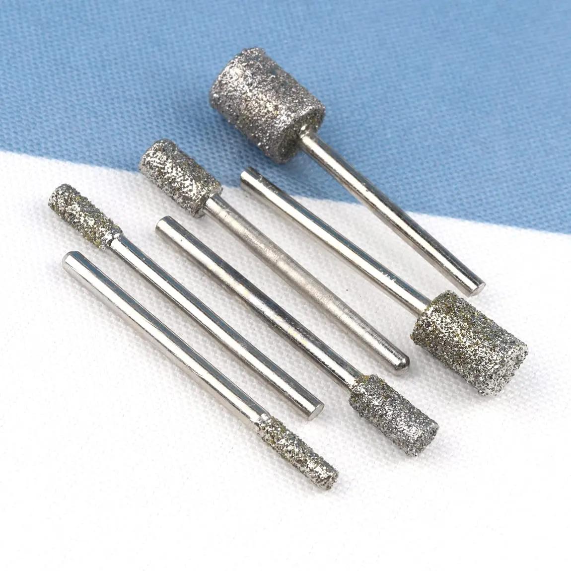 Tête de meulage diamantée à intervalles de grain 46, 5 pièces, tige de 3mm, points cylindriques endu