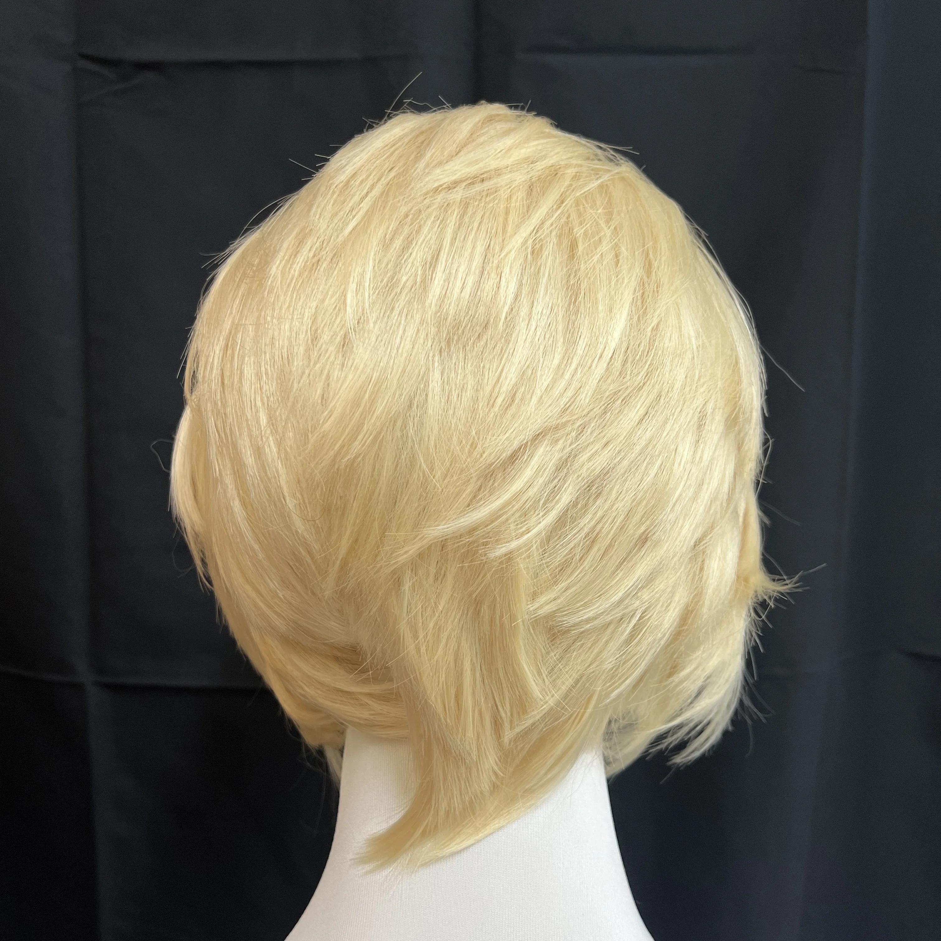 Ashely – perruque Lace Front Wig synthétique Blonde courte, 13x4, naissance des cheveux naturelle, F