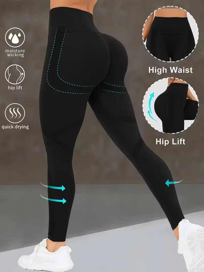 Leggings de sport pour femmes, taille haute, effet push-up, extensibles, idéaux pour la course à pie
