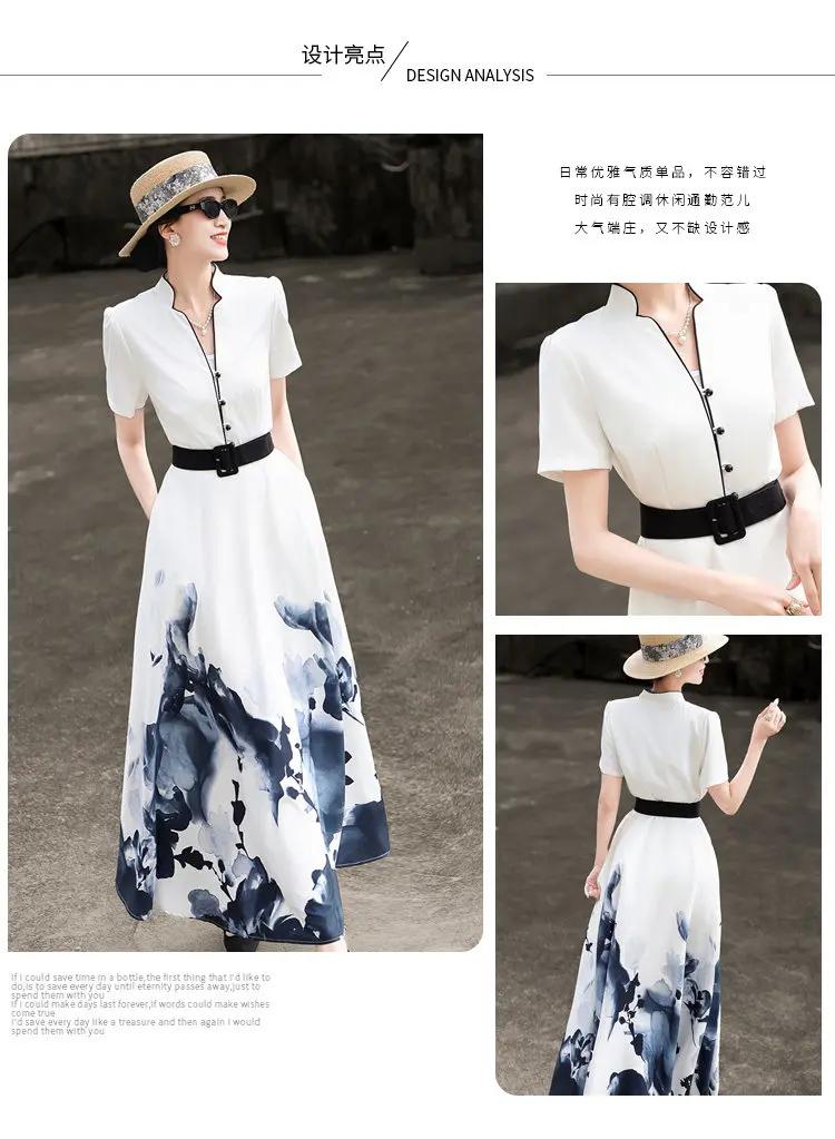 MEXCOCO 2026 Nouvelle collection été – Robe évasée élégante à manches courtes imprimé peinture à l'e