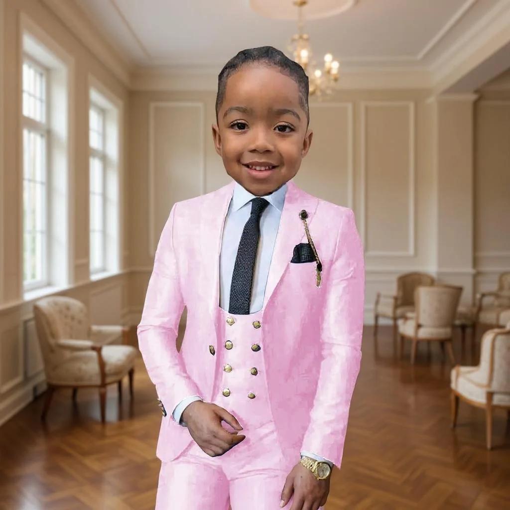 Costume formel pour garçons 3 pièces (veste + pantalon + gilet), smoking de mariage pour enfants de