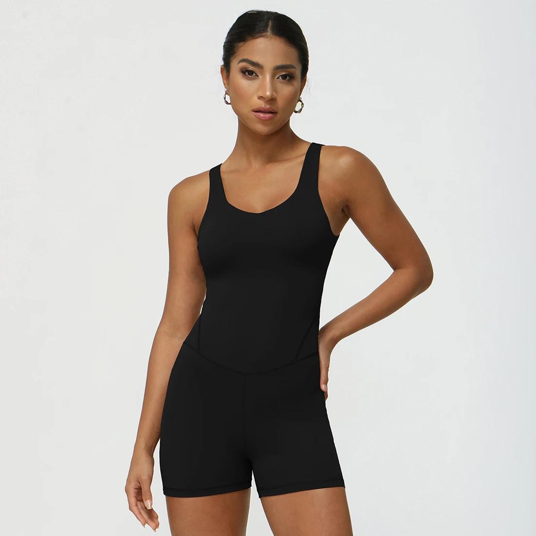 Combinaison de fitness pour femmes, ensemble de shorts en fibres, haut précieux, vêtements de sport