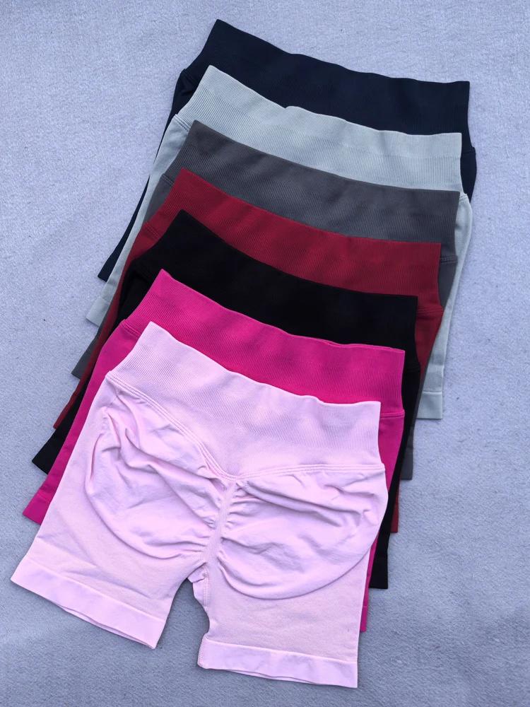 Short de sport pour femmes, short de motard, Fitness, bande côtelée basse, short de Yoga, entraîneme