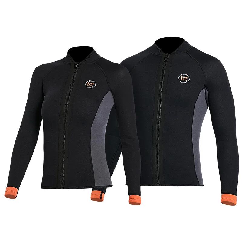 Combinaison en néoprène à manches longues pour hommes et femmes, combinaison fendue, veste chaude, p
