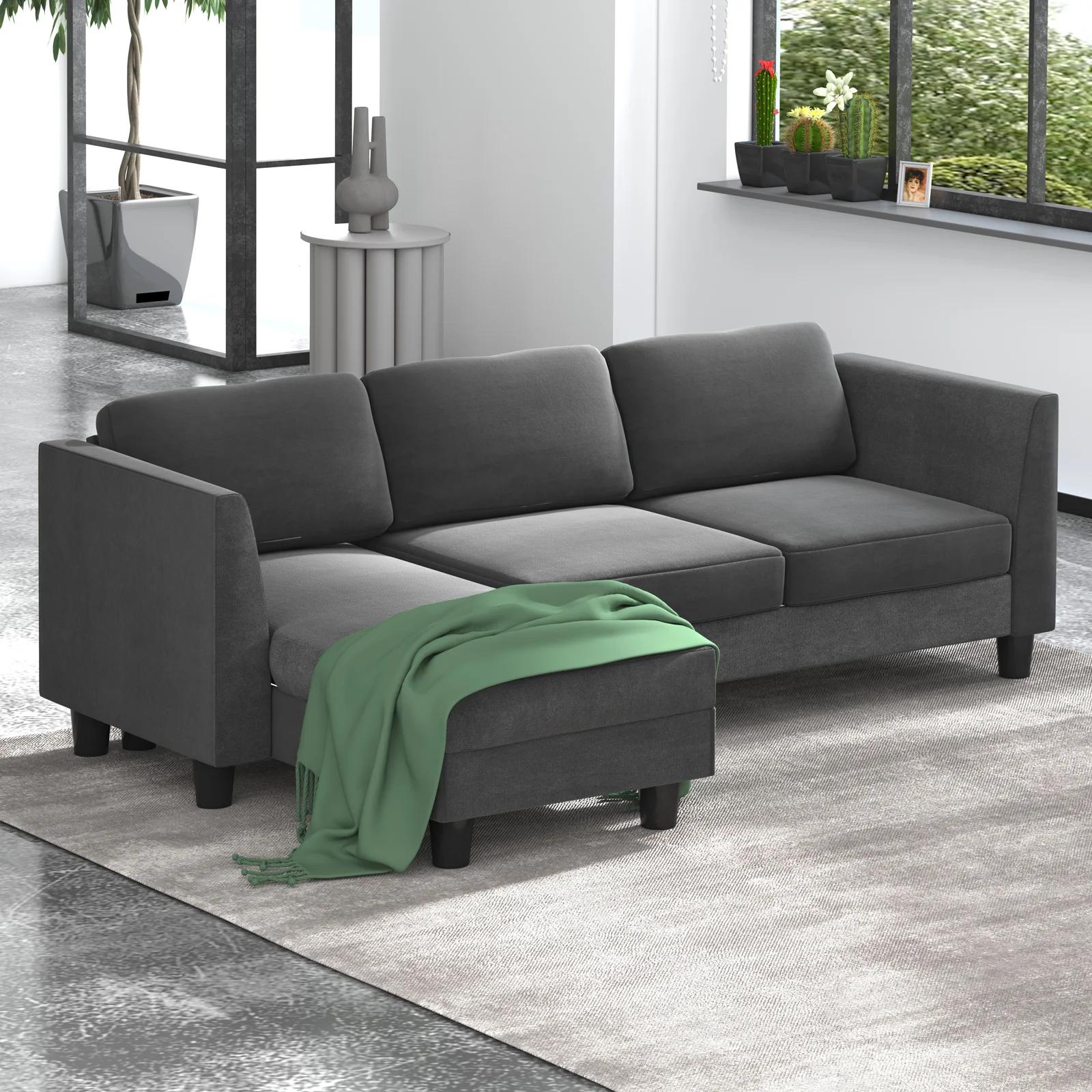 HORGgland-Canapé convertible en forme de L avec chaise réversible, canapé 3 places, O, 87 po
