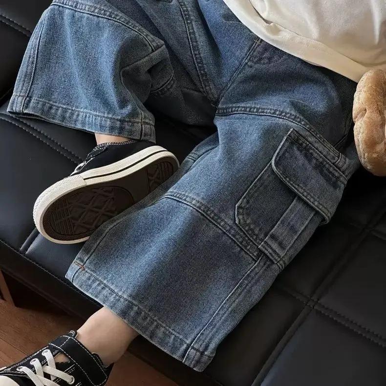 Jeans pour garçons style coréen, pantalon cargo ample polyvalent, marque de mode pour enfants, panta