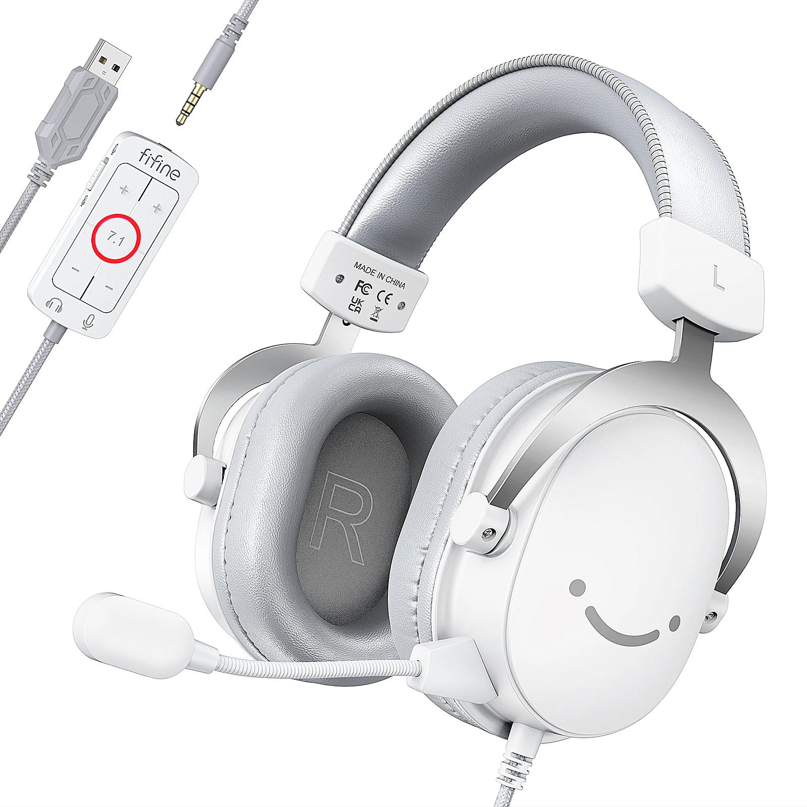 FIFINE – casque de jeu USB avec son Surround 7.1/prise 3.5mm/Microphone, casque filaire sur l'oreill
