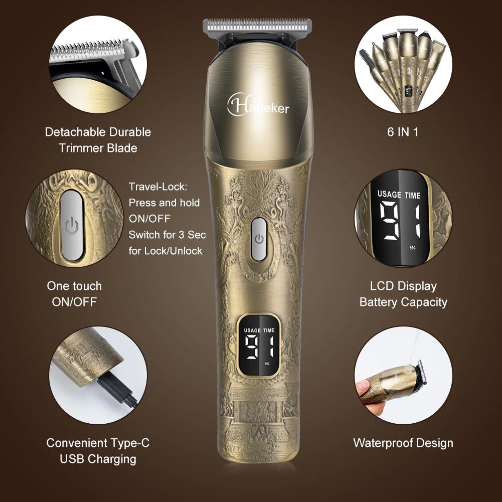 Hatteker-Tondeuse à cheveux électrique aste sans fil pour hommes, tondeuse multifonction, coupe de c