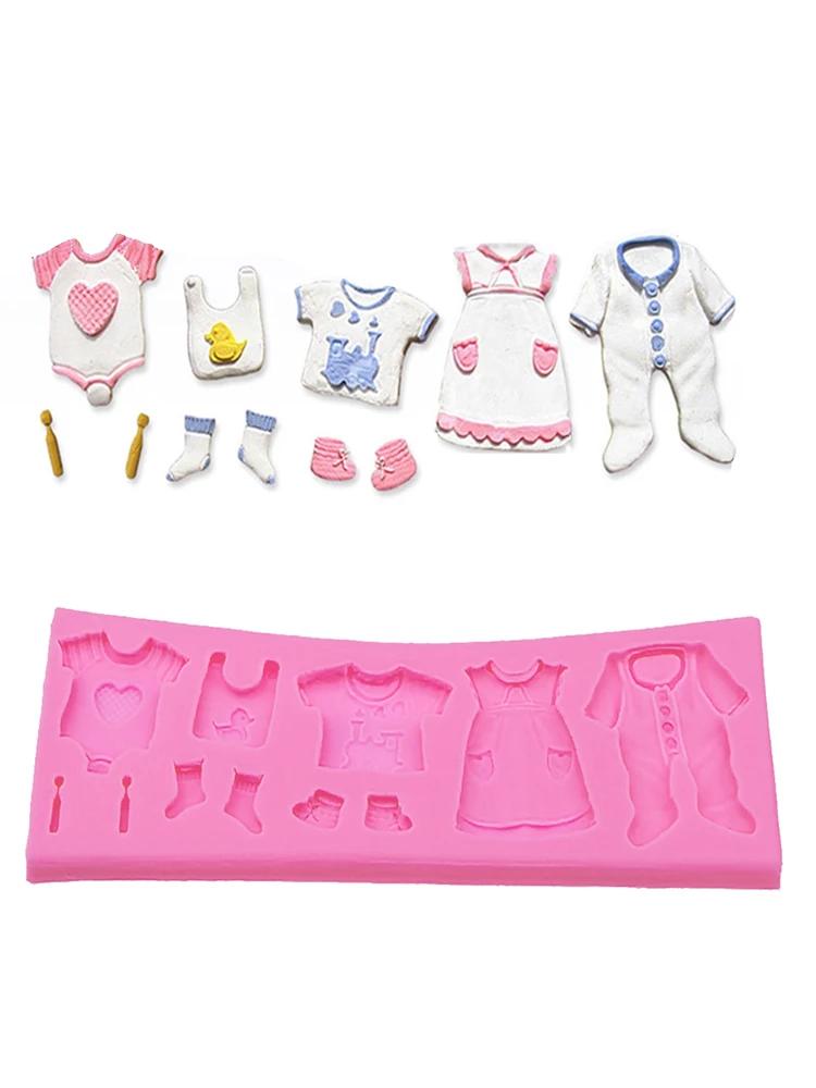 Pop 3D bébé vêtements douche bricolage Silicone moule Fondant cuisine gâteau décoration moule pour c