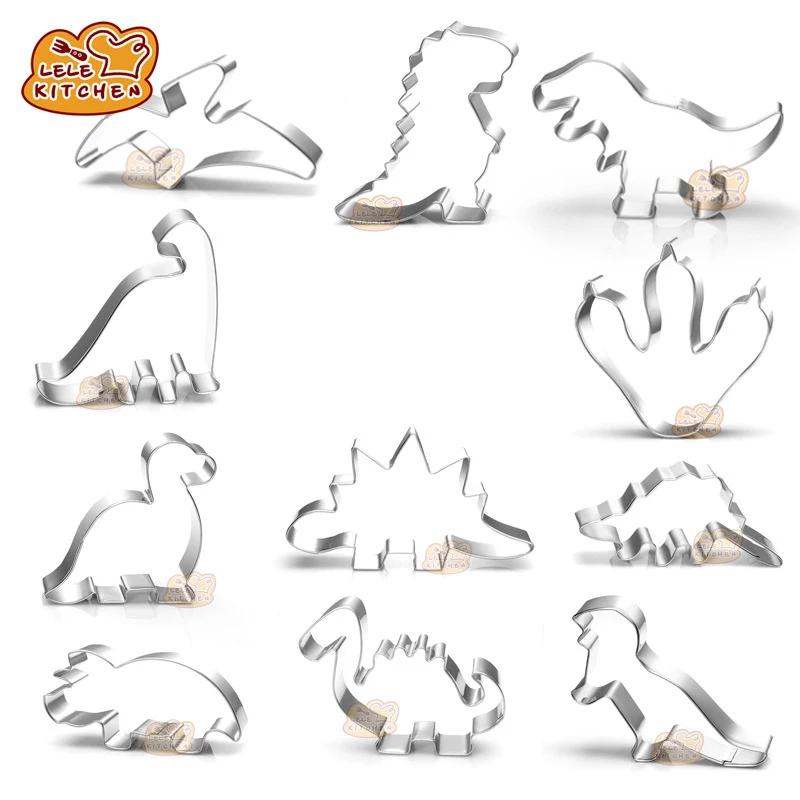 Emporte-pièce dinosaure en acier inoxydable, moule à pain, sucre, Biscuit, tampon à pression, gaufre