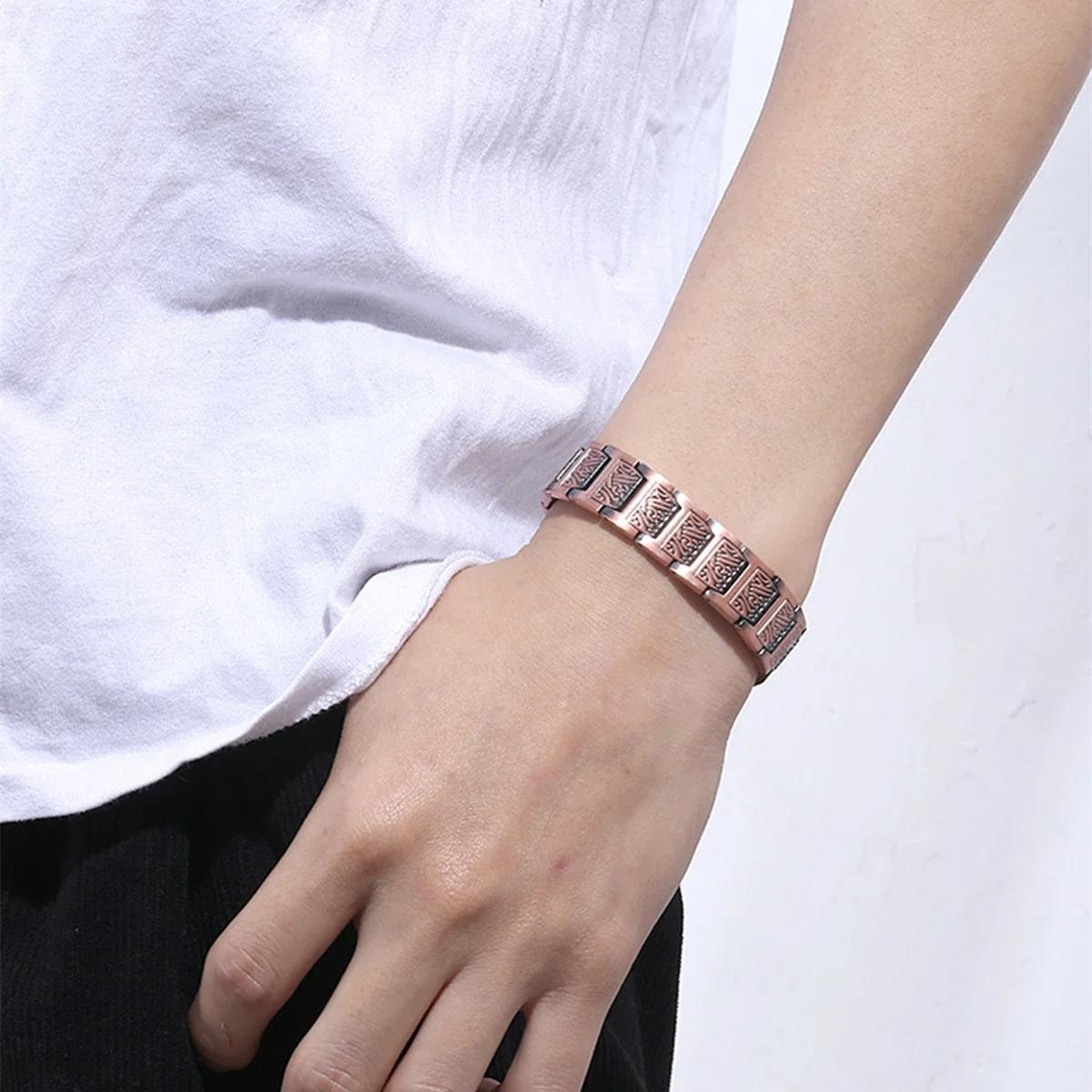 ARADOO Bracelet en cuivre pour hommes pur cuivre néodyme lien magnétique Bracelets bijoux cadeau