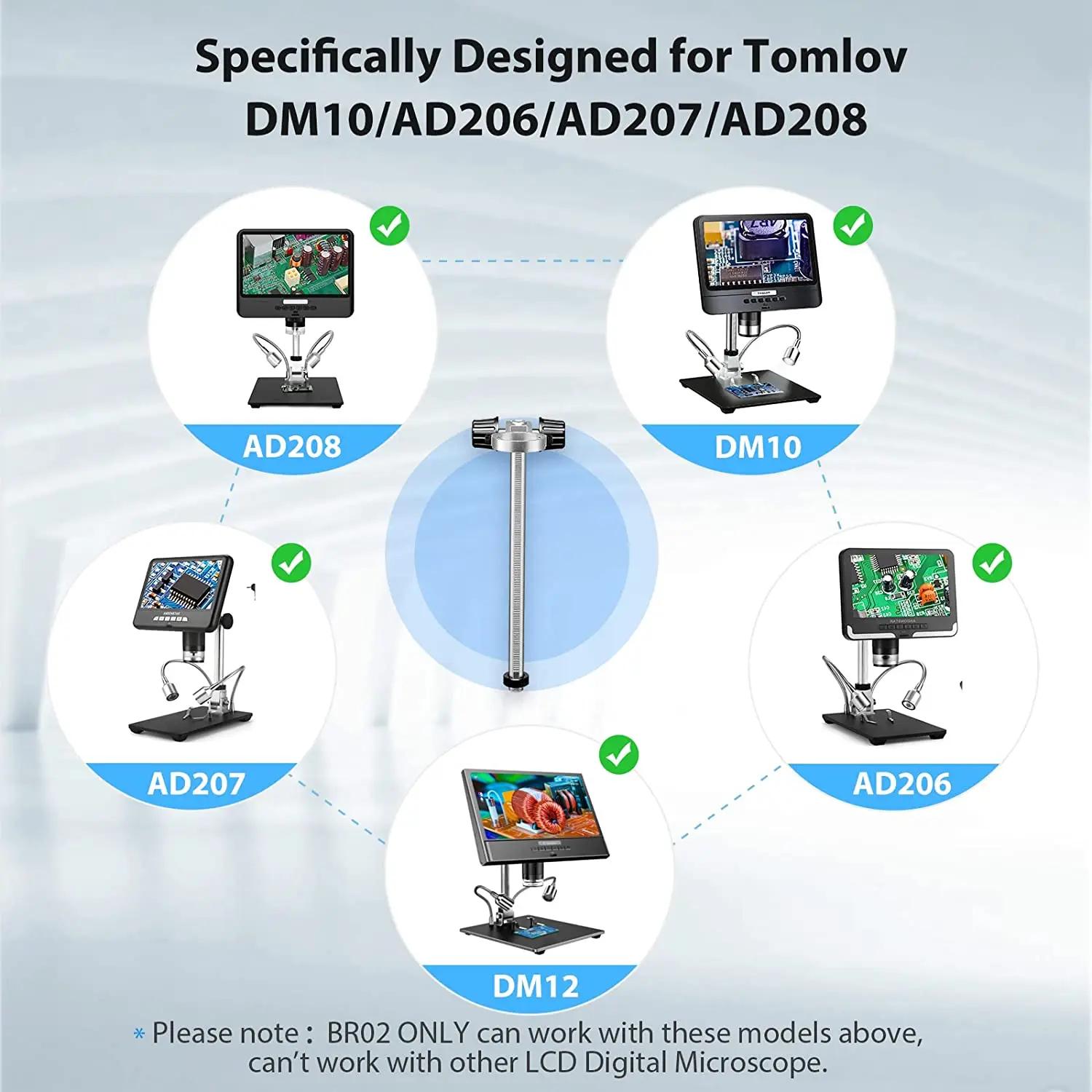 TOMLOV Microscope numérique Support en alliage d'aluminium BR02 Support réglable Support de poteau M