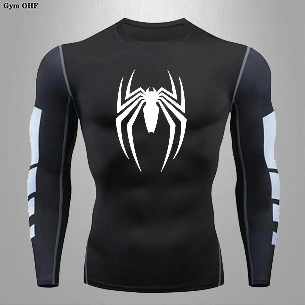 Spider hommes sport Rashgard manches courtes t-shirt imprimé Compression hommes chemise de course MM