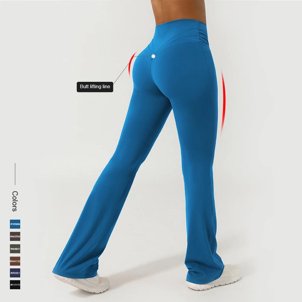 Pantalon évasé de Fitness croisé en V, levage des fesses, taille croisée, Leggings de Sport de Yoga,
