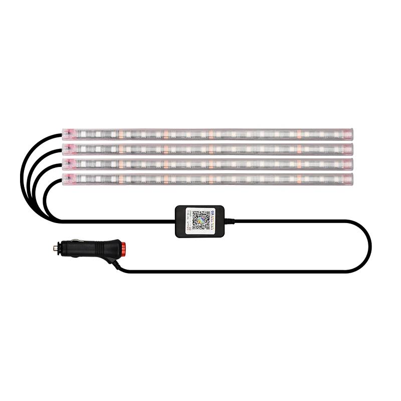 Lumière ambiante intérieure de voiture à LED, lampes décoratives, télécommande sans fil USB, contrôl
