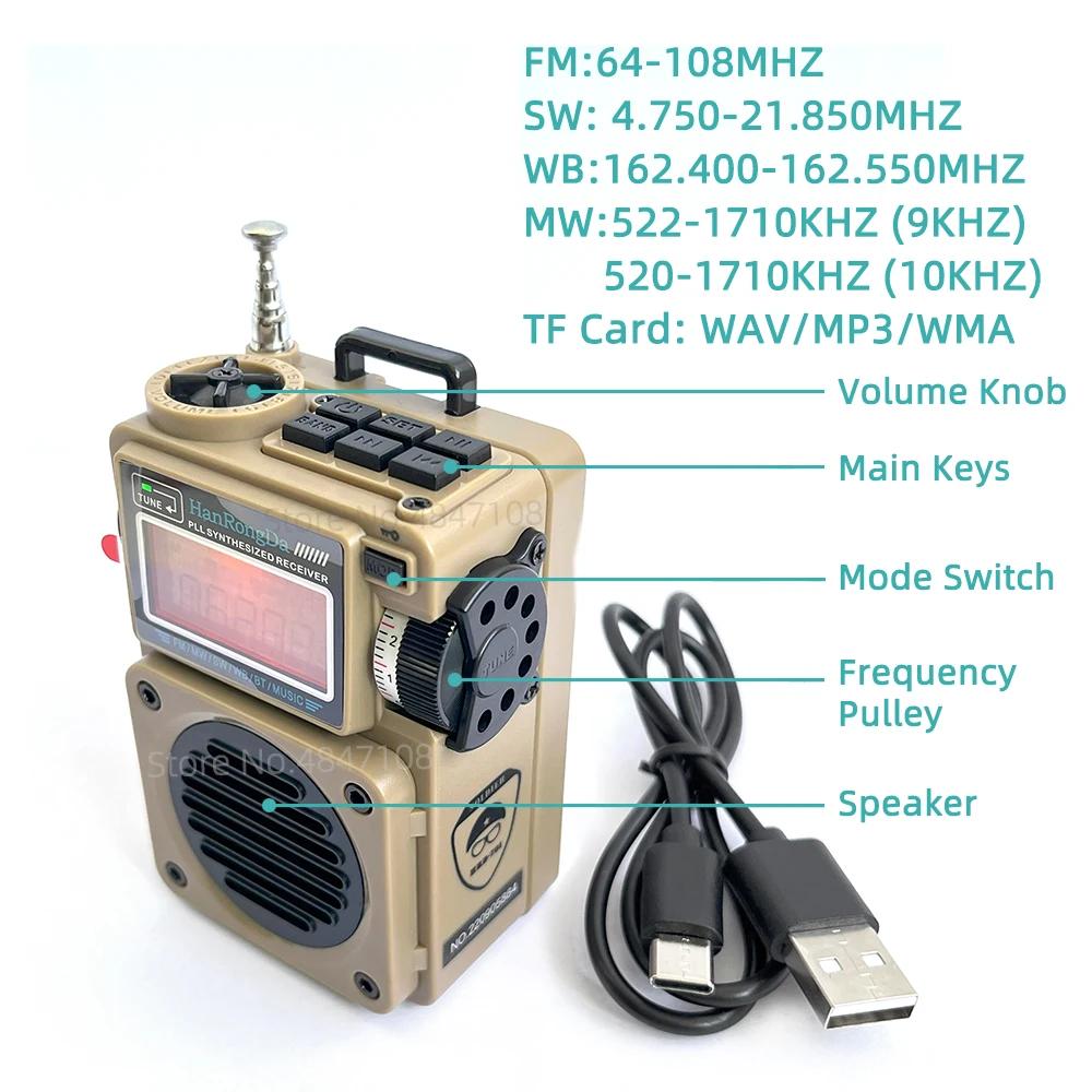 Radio Portable Mini poche FM AM MW SW WB récepteur pleine bande écran LCD lecteur de musique Support