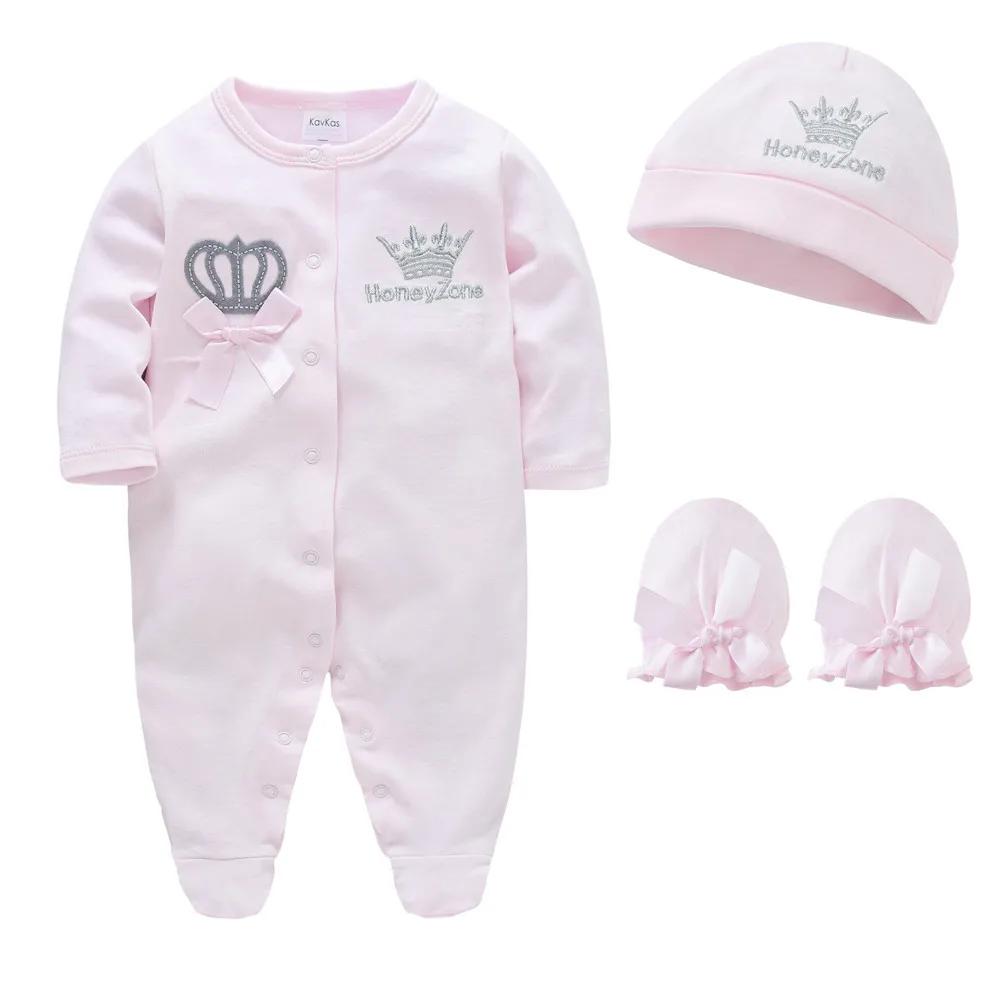Nouveau-né bébé garçons barboteuse couronne royale Prince 100% coton ensemble de vêtements avec casq