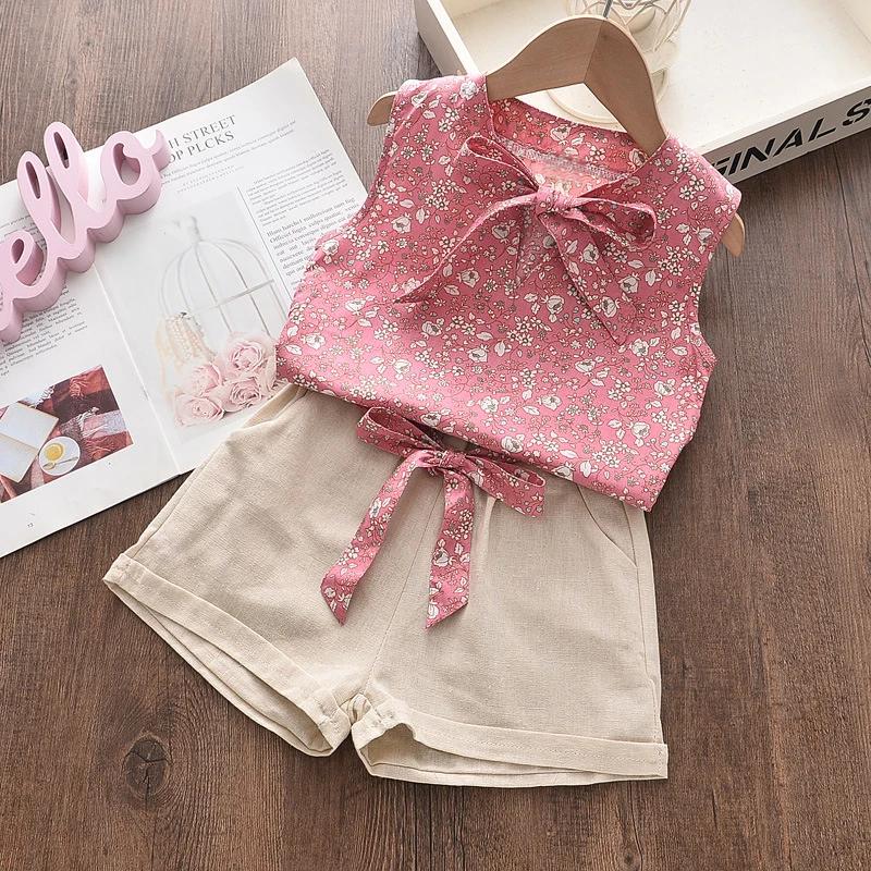 Vêtements d'été pour bébés filles, gilet sans manches et short, 2 pièces/ensembles, vêtements pour t