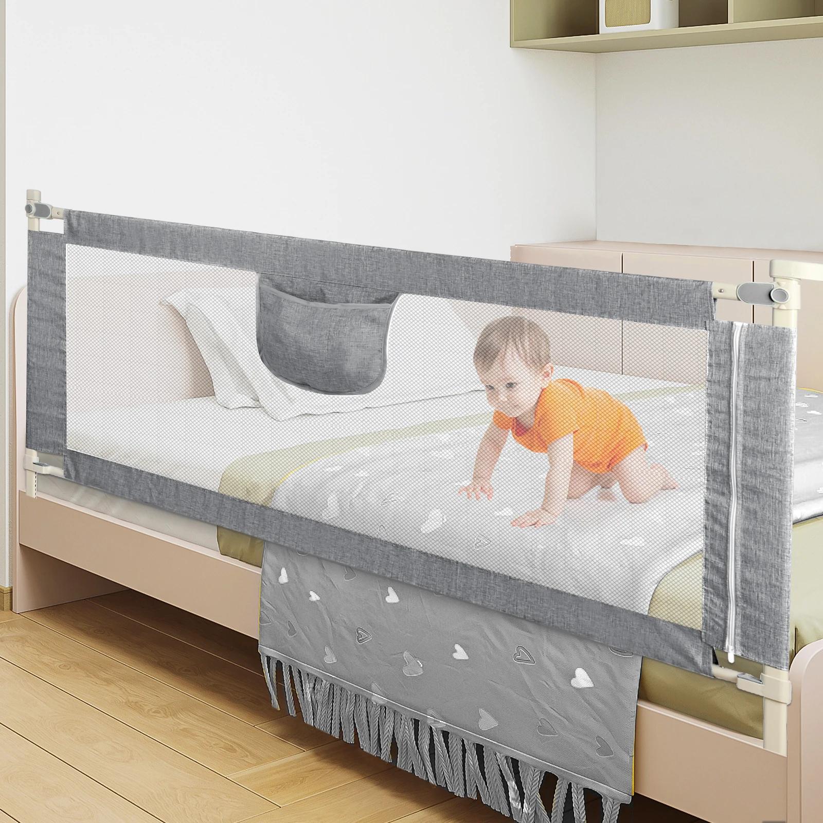 Barrière de Lit Extra-Large de 150 / 180 / 200 cm Protection de Lit pour Tout-Petit Accessoire de Ch