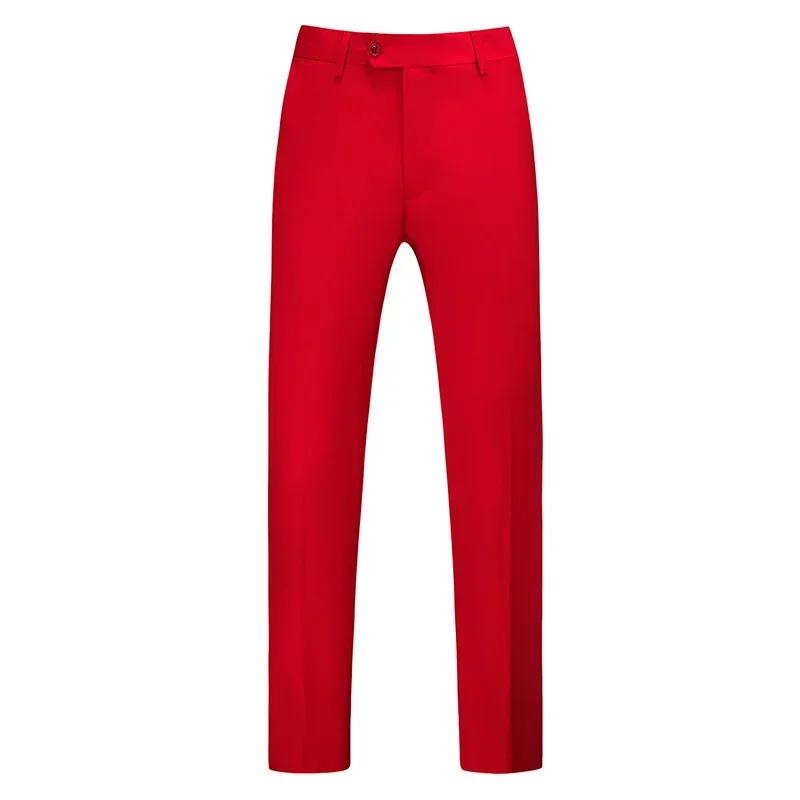 Hommes robe pantalon couleur unie coupe ajustée affaires décontracté bureau mariage formel pantalon