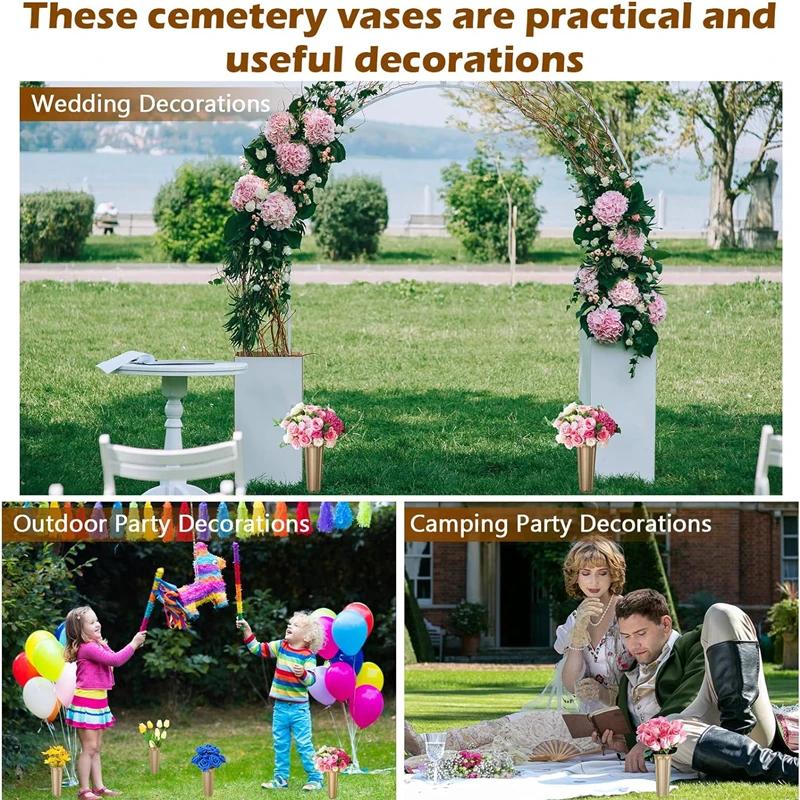 Vase de cimetière avec pointes, support de Vase à fleurs en plastique pour pierre tombale, cour, mar