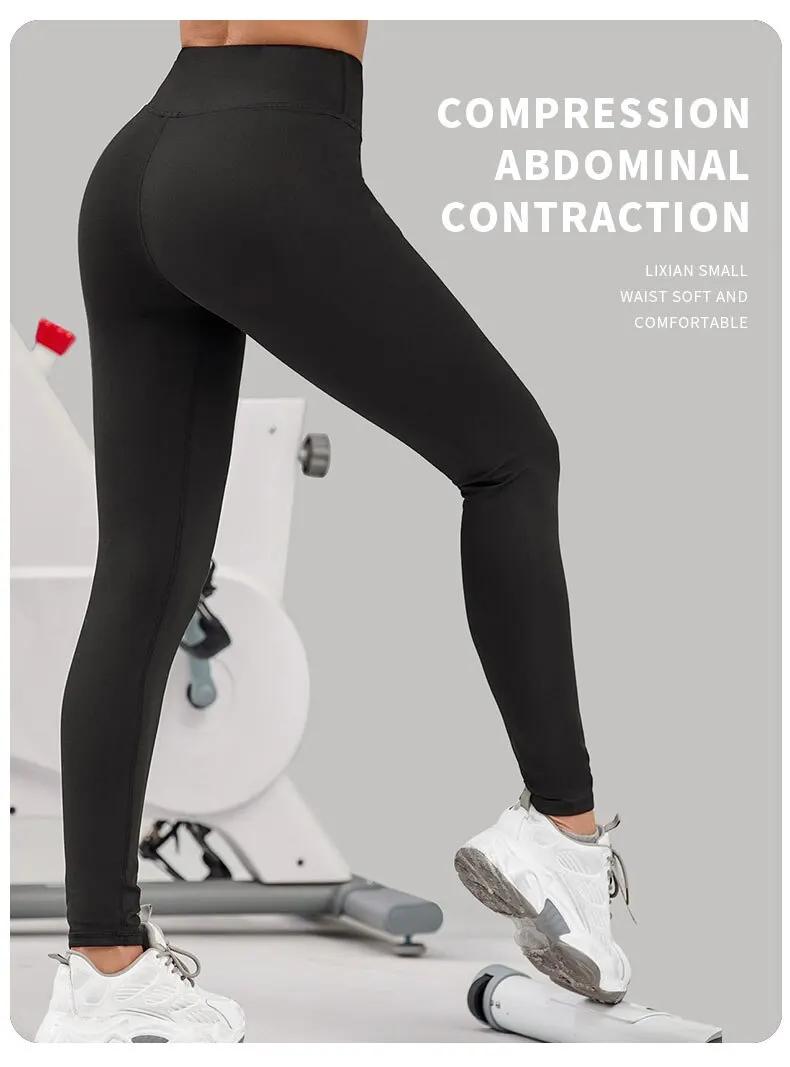 Femmes Sport Leggings Fitness Running Taille Haute Nu Sentiment Push Up Pantalon De Yoga Gym Fille C