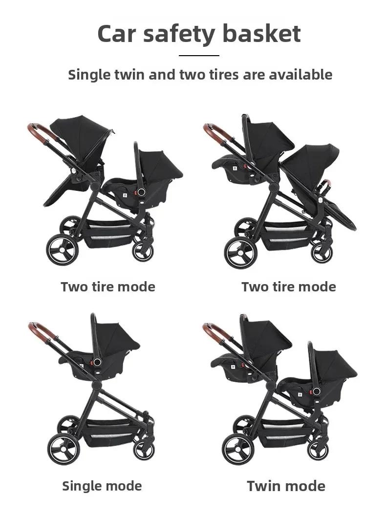 NOUVEAUX poussettes légères multifonctions pour jumeaux Poussettes pour deux enfants à bord landau 2