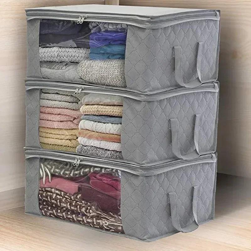 Boîte De rangement De vêtements De grande capacité, pliable, en tissu Non tissé, pour couettes, étui
