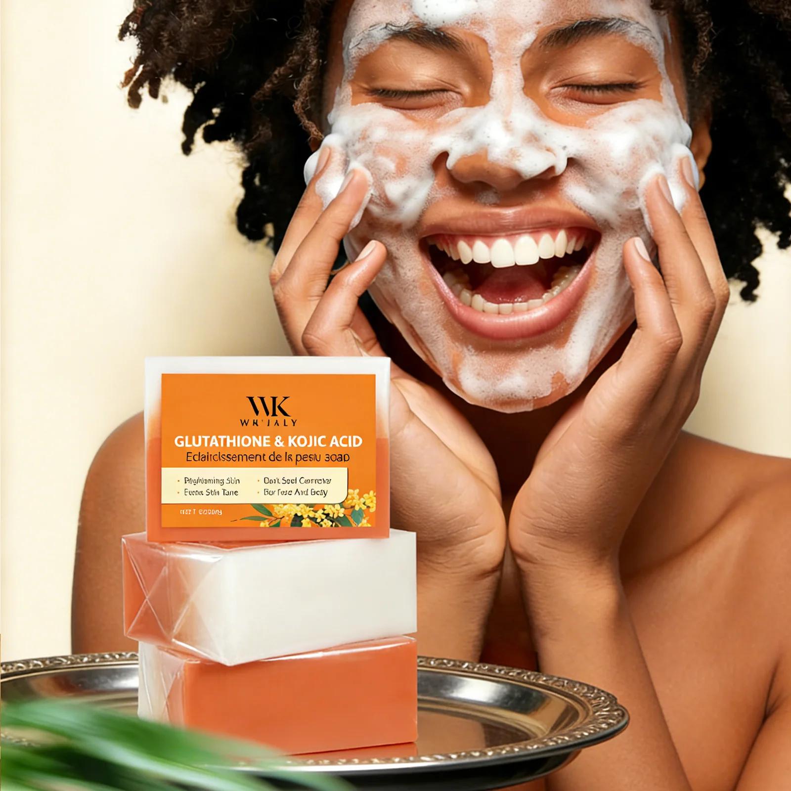 Savon blanchissant à l'acide kojique WK JALY, avec glutathion, vitamine C, correcteur de taches brun