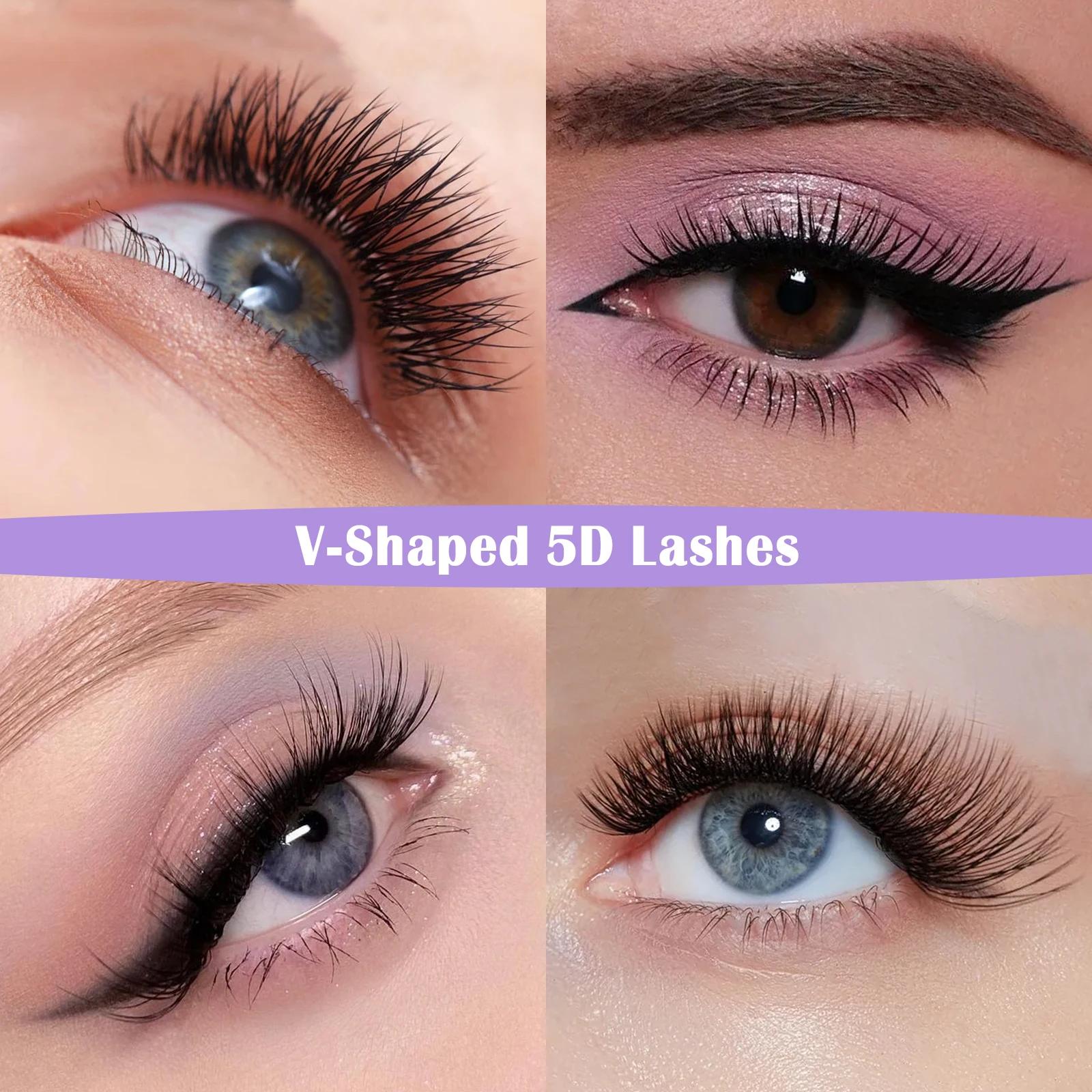 DeceMars extensions de cils 5D en forme de V noir mat 12 rangées/plateau pour le maquillage
