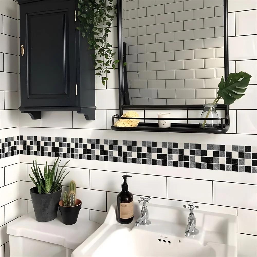 Mosaïque salle de bain taille ligne Stickers muraux imperméable Peel & Stick Art dosseret cuisine bu