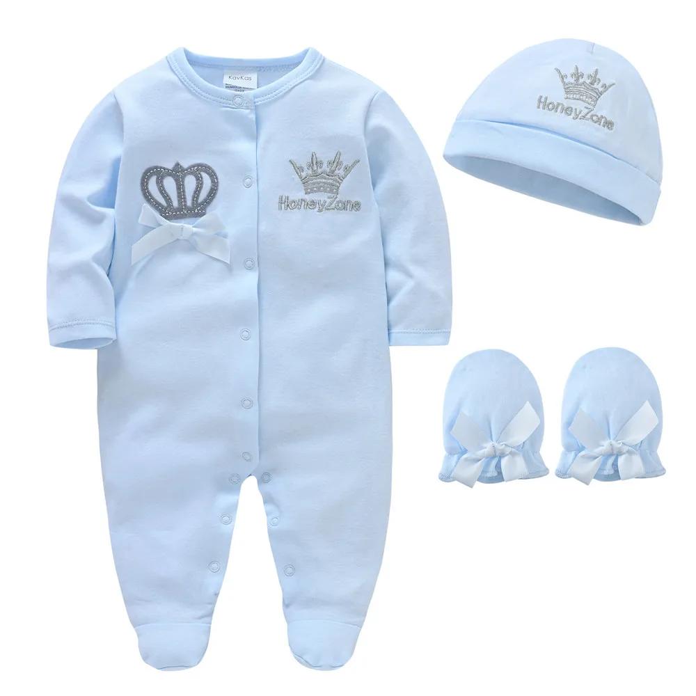 Nouveau-né bébé garçons barboteuse couronne royale Prince 100% coton ensemble de vêtements avec casq