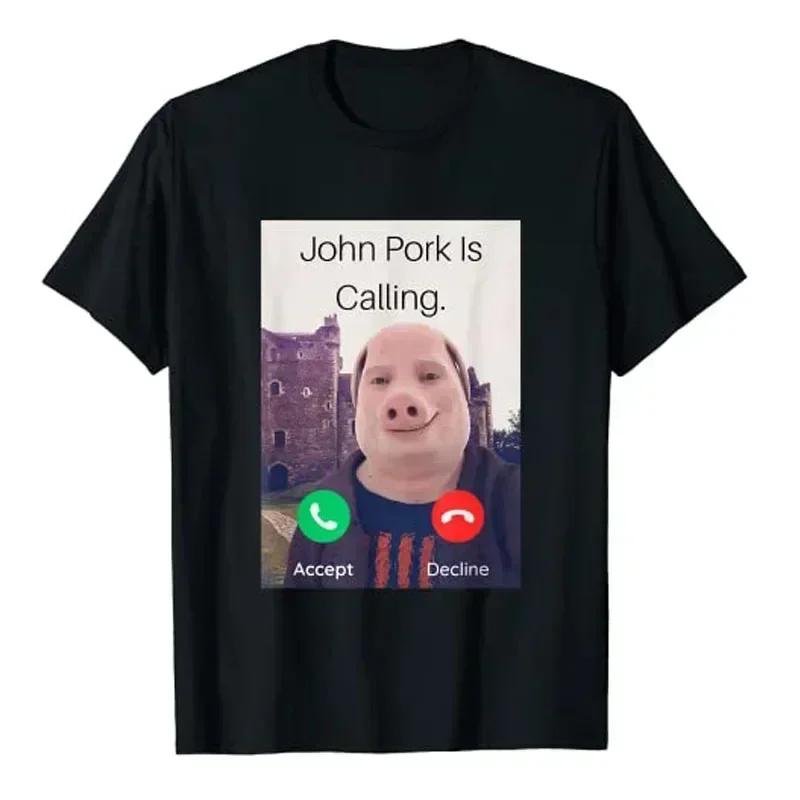 John Pork appelle réponse appel téléphone femmes T-Shirt Humor drôle cochon amant graphique T-Shirt